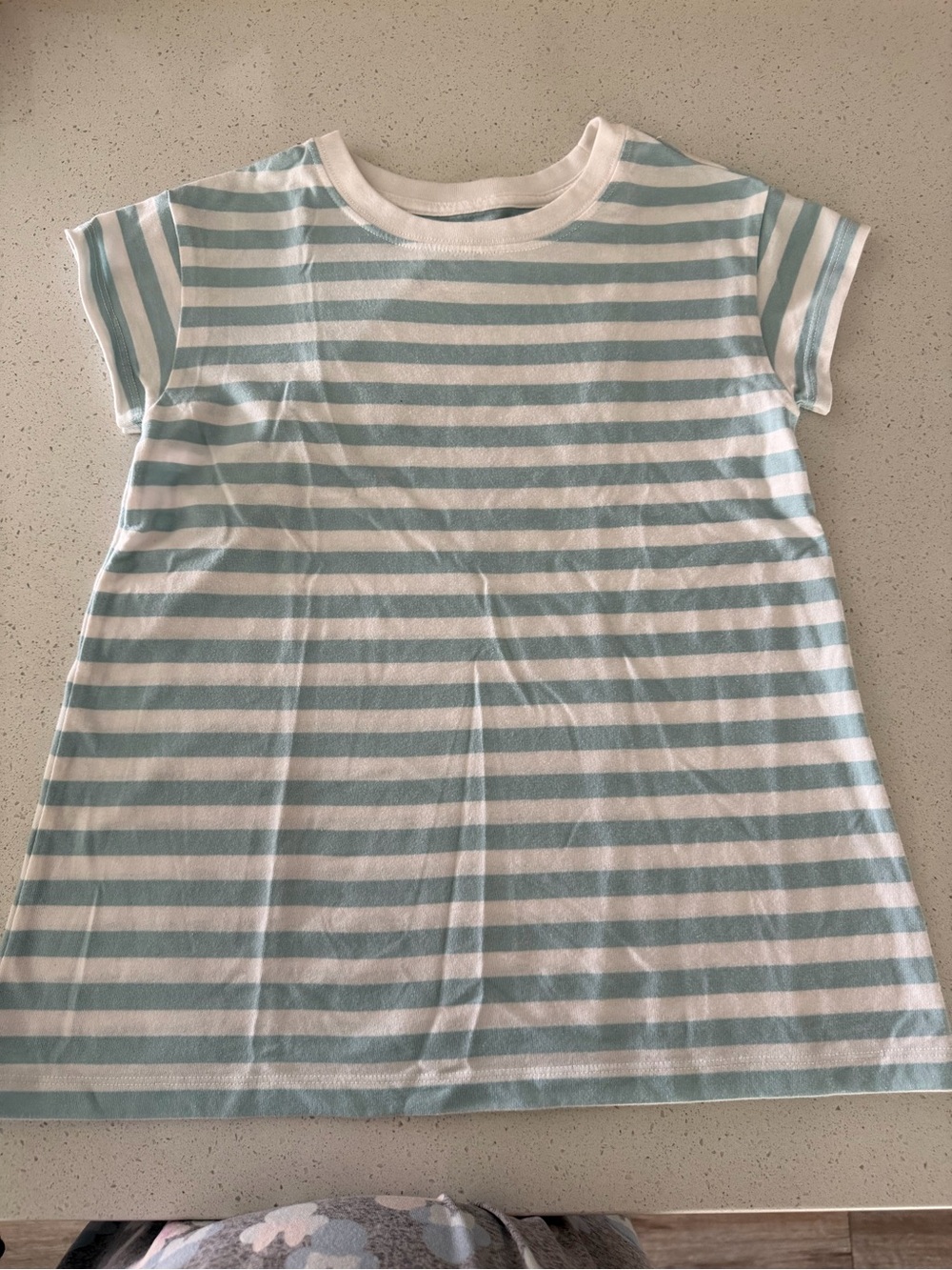Girls' Blue & White Striped Tee Dress - Casual Comfort